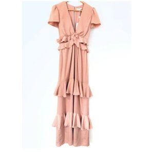 WAYF Light Pink Cut Out Side Hollow‎ Tiered Maxi Dress size XS | U1